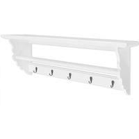 vidaXL Coat Rack - Baroque Style Wall Mounted Clothing Hanger with Shelf - Elegant Entryway Organizer in White Durable MDF - Ideal for Adorning Any Room Interior