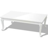 vidaXL High Gloss White Coffee Table – Classic Design - Versatile Living Room Furniture with Ornate Plastic Legs – Easy To Clean And Assemble – Medium Density Fibreboard (MDF).