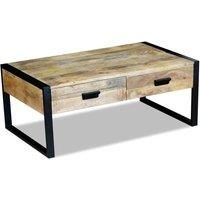 vidaXL Coffee Table with 2 Drawers Solid Mango Wood 100x60x40 cm