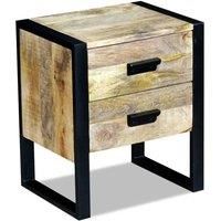 vidaXL Side Table with 2 Drawers Solid Mango Wood 43x33x51 cm