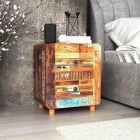 vidaXL Solid Reclaimed Wood Night Cabinet - Rustic Bedside Drawer Storage Unit - Handmade Bedroom End Table - Rectangular Industrial Style Side Table Bedside