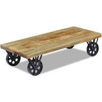 Coffee Table Desk Furniture w/ Wheels Home Decor Mango Wood 120x60x30 cm vidaXL