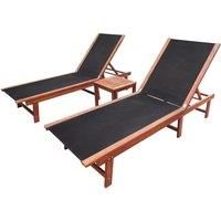 vidaXL 3 Piece Sun Lounger Set Acacia Wood Recliner Day Bed Outdoor Furniture