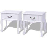 vidaXL White Bedside Cabinets (2 pcs) - Versatile Nightstands made of MDF, can also be used as Storage Cabinets, Drawer Cabinets, End Tables - Easy Assembly