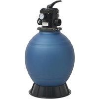 VidaXL Blue Pool Sand Filter with 6-Position Valve, High-Density Polyethylene Construction, 9 m³/h Flow Rate, 50 PSI Maximum Working Pressure, Suitable for 1 HP Pumps