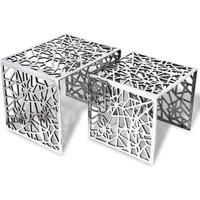vidaXL Two Piece Side Tables Square Aluminium Silver