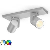 Philips Hue Argenta White & Colour Ambiance Smart Twin Ceiling Spotlight Bar LED (GU10) with Bluetooth, Aluminium, Works with Alexa, Google Assistant and Apple HomeKit