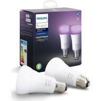 Philips Hue White & Colour Ambiance Smart Bulb Twin Pack LED [E27 Edison Screw] with Bluetooth Works with Alexa, Google Assistant & Apple HomeKit