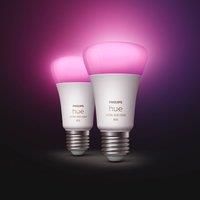 Philips Hue White & Colour Ambiance Smart Bulb Twin Pack LED [E27 Edison Screw] with Bluetooth Works with Alexa, Google Assistant & Apple HomeKit