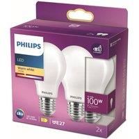 Philips Bulbs LED 2PCS Pack E27 230Vac 12.5W (100W) A60 1521lm warm white A++