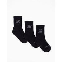 New Balance 3 Pair Pack Kids Crew Socks, Black, Medium
