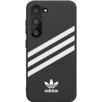 adidas Case Designed for Samsung Galaxy S23 6.1 Inch | Shockproof Drop Protection | Wireless Charging Compatible | Black and White Three Stripe Design | Protective Originals Mobile Phone Cover