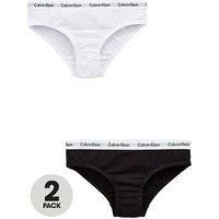 Calvin Klein Girl's 2PK Bikini, White (White/Black 908), 140 Centimeters (Size: 8-10)