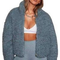 Unisex Black Women'S Cropped Zip Teddy Jacket - 4 Colours!