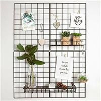 Gadgy Set of 2 Foldable Wall Grid Decoration | Metal Organizer Memo Board with Accessories | Wire Mesh Panels for Pictures Storage | Aesthetic room decor in Nordic Style