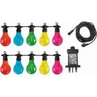 Luxform Lighting Maui 10 Multi Coloured LED Festoon Party String Lights for Indoors / Outdoors – Mains Powered - IP44 Rated - Connectable - 5M Extension Lead Included