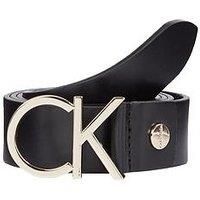 Calvin Klein Women's Ck Adj.logo Belt 3.5cm, Black (Black Leather & Light Gold Buckle 910), 38 (size: 85)