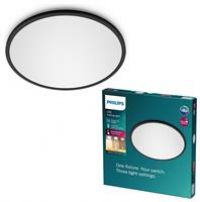 PHILIPS LED Superslim SceneSwitch Dimmable Ceiling Light 2700K 15W [Warm White - Black] for Indoor Home Lighting in Livingroom and Bedroom.