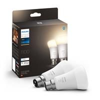 Philips Hue White Smart Bulb Twin Pack LED [B22 Bayonet Cap] - 1100 Lumens (75W equivalent). Works with Alexa, Google Assistant and Apple Homekit
