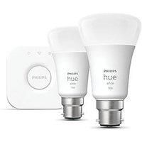 PHILIPS HUE White Smart Lighting Starter Kit with Bridge B22 1100 Lumens Currys