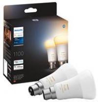 PHILIPS HUE White Ambiance Bluetooth LED Bulb  B22, 1100 Lumens, Twin Pack, White