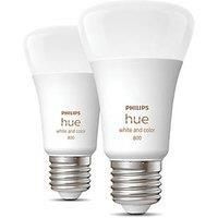 PHILIPS HUE White & Colour Ambiance Bluetooth LED Bulb - E27, 800 Lumens, Twin Pack