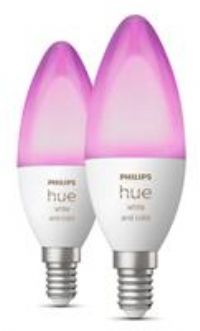 Philips Hue White and Colour Ambiance Smart Bulb 2 Pack [E14 Small Edison Screw]