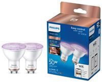 Philips GU10 Smart LED with WIZ Wi-Fi Bulb 2 Pk 4.7w= 50w Voice Control (wiz)