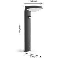 Philips Tyla Ultra Efficient Solar Post Light [1 x 9W Warm White] Anthracite Grey, for Outdoor Path Lighting, Garden