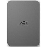 LaCie Mobile Drive, 5TB, External Hard Drive Portable - Moon Silver, USB-C 3.2, for PC and Mac, post-consumer recycled, with Adobe All Apps Plan and Rescue Services (STLP5000400)