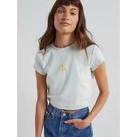 Calvin Klein Jeans Monogram Cropped T-Shirt - Green