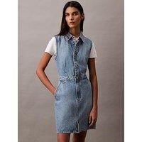 Calvin Klein Jeans Sleeveless Denim Mini Dress - Blue
