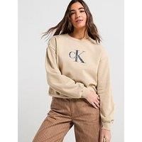 Calvin Klein Jeans Monologo French Terry Sweatshirt - Beige