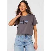 Calvin Klein Jeans Monogram Logo Cropped T-Shirt - Grey