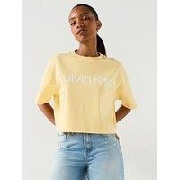 Calvin Klein Jeans Short Sleeve Boxy Logo Graphic T-Shirt - Yellow