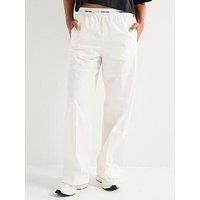 Calvin Klein Jeans Logo Waistband Relaxed Cotton Pants - White