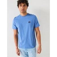 Calvin Klein Men/'s Short Sleeve Badge Classic Cotton Jersey T-Shirt, Blue (Dull Nile Blue), L