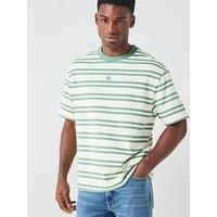 Calvin Klein Jeans Short Sleeve Heavyweight Stripe Jersey Relaxed Fit T-Shirt - Green