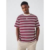 Calvin Klein Jeans Short Sleeve Heavyweight Stripe Jersey Relaxed Fit T-Shirt - Red