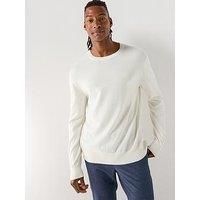 Calvin Klein Supima Cotton Crew Neck Knitted Jumper - Natural