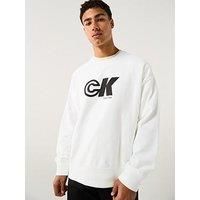 Calvin Klein Jeans Premium Logo Graphic Crew Sweater - White
