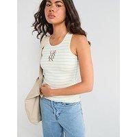 Calvin Klein Jeans Cotton Rib Stripe Tank Top - Yellow