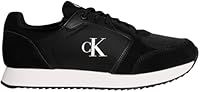 Calvin Klein Men’s Retro Sock Lace-Up Runner Trainers with Logo, Black (Black/Bright White), 9