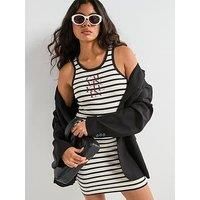 Calvin Klein Jeans Cotton Rib Stripe Dress - Black
