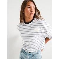 Calvin Klein Jeans Cropped Stripe Boxy Tee - White