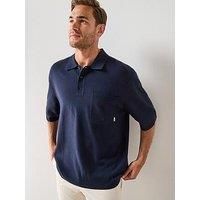 Calvin Klein Knitted Relax Fit Polo Shirt - Navy