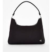 Calvin Klein Satin Nylon Large Shoulder Bag & Black