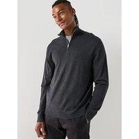 Calvin Klein Merino 1/4 Zip Knitted Jumper - Dark Grey