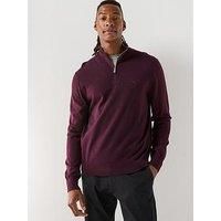 Calvin Klein Merino 1/4 Zip Knitted Jumper - Brown