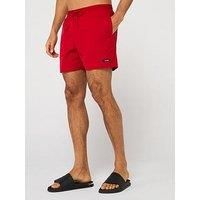 Calvin Klein Men’s Medium Drawstring Quick Dry Swim Shorts, Red (Quaint Berry), XL